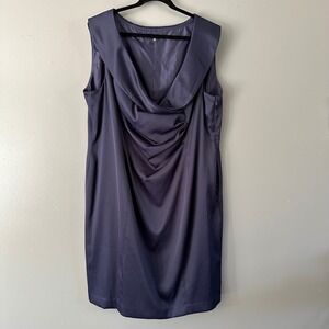 Jones Wear Special‎ Occasion Faux Wrap Knee Length Dress | Ink Navy Blue